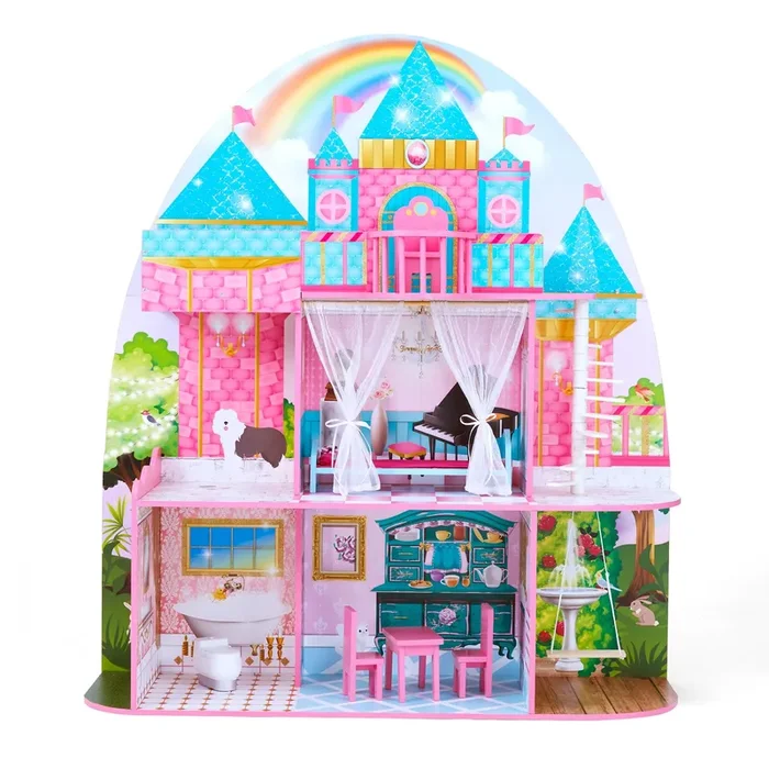 Olivia’s Little World Furnished Castle Dollhouse For 12 ” Dolls, Multicolor