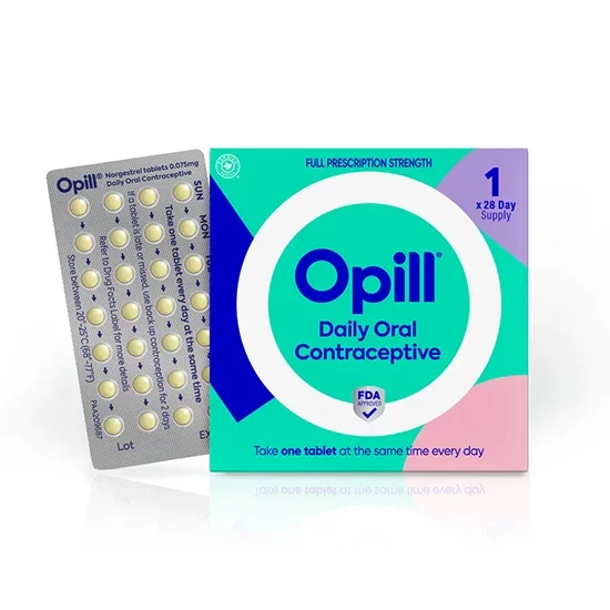 Opill: Pastillas anticonceptivos de 1 mes, orales, uso diario