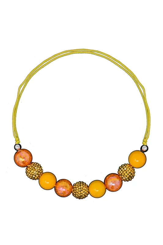 Orange & Gold Bubblegum Necklace – ADJUSTABLE