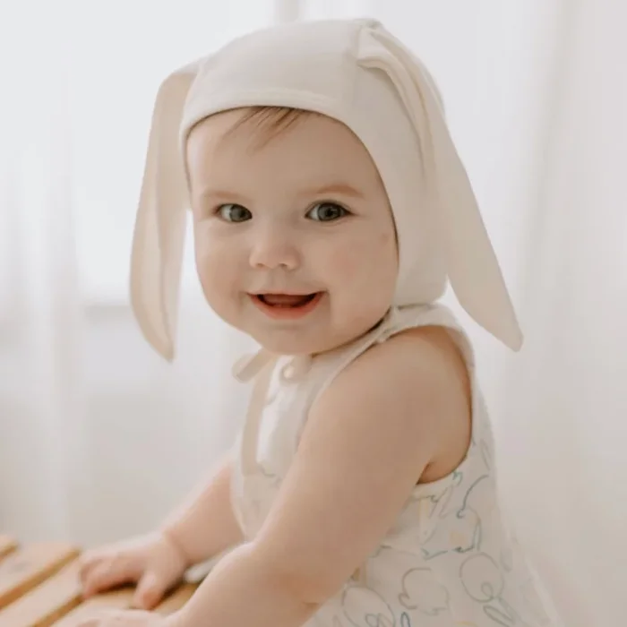 Organic Baby Bonnet with Bunny Ears