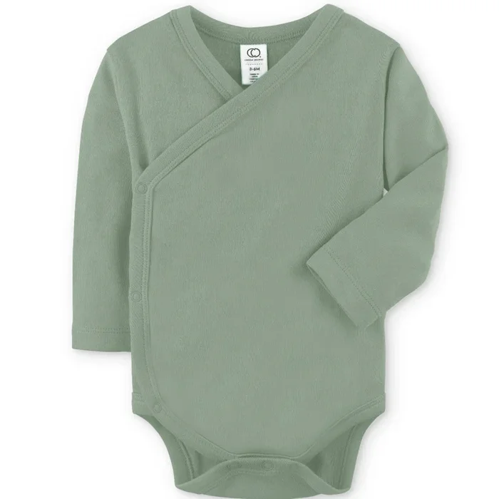 Organic Baby Long Sleeve Classic Kimono Bodysuit – Thyme