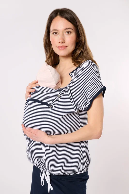 Organic bonding and nursing pajama set, striped