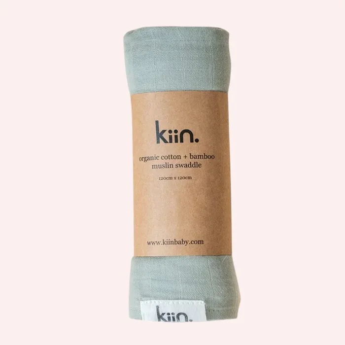 Organic Cotton & Bamboo Muslin Swaddle – Sage