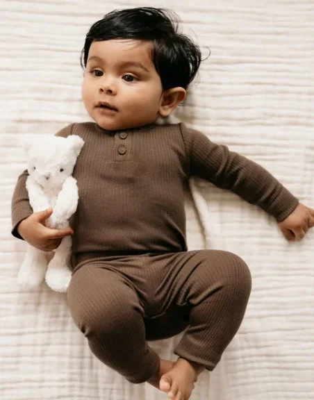 Organic Cotton Modal Long Sleeve Bodysuit – Cocoa