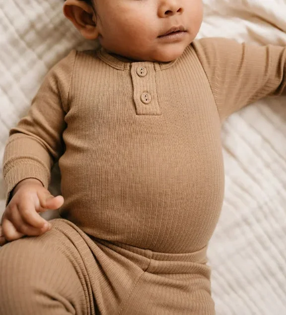 Organic Cotton Modal Long Sleeve Bodysuit – Honeycomb