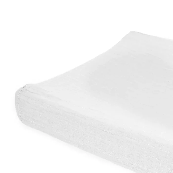 Organic Cotton Muslin Changing Pad Cover – White
