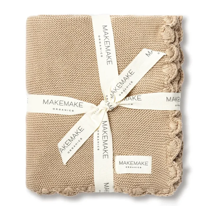 Organic Cotton Scalloped Baby Blanket – Sand