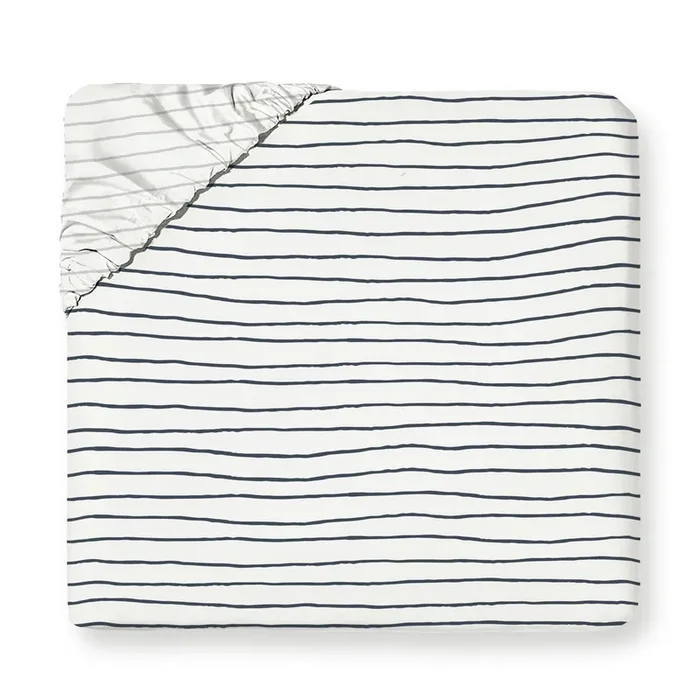 Organic Kids Fitted Sheet – Navy Stripes