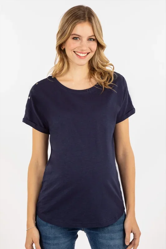 Organic Relaxed Maternity Shirt with Nursing Opening, Navy