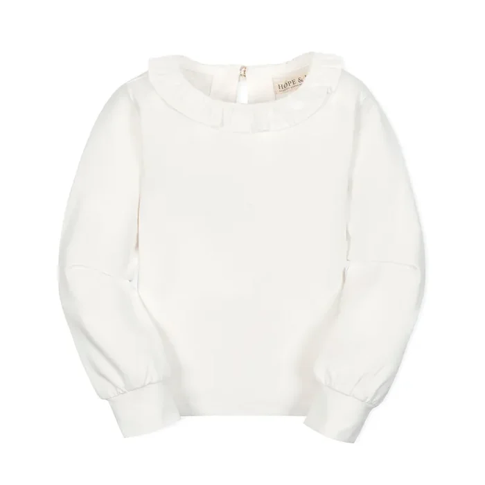 Organic Ruffle Collar Knit Top
