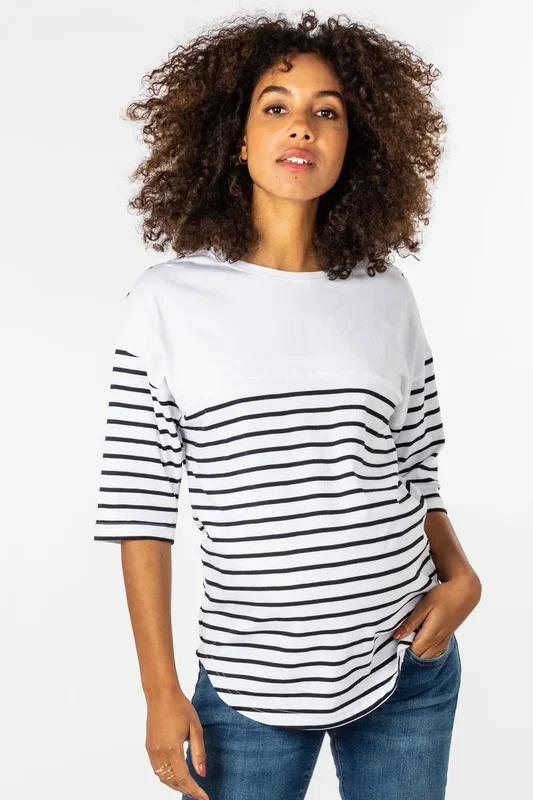 Organic Umstands- und Stillshirt 3/4 Arm gestreift