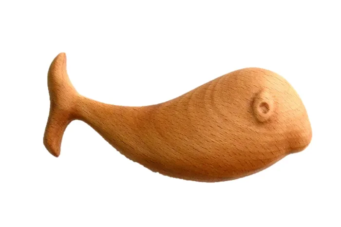 Organic Wooden Rattle Toy Whale
