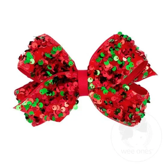 Overlay Bow | Red + Green Sequins