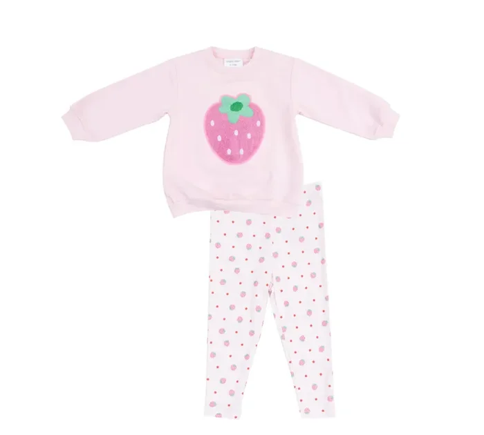 Oversized Sweatshirt + Legging Set | Strawberry Swiss Dot