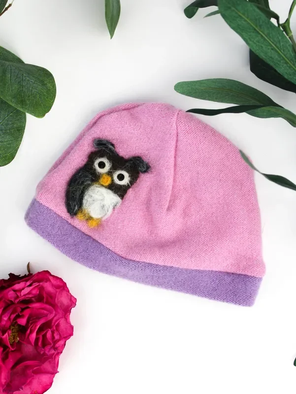 Owl Cashmere Hat – Newborn