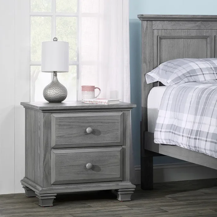 Oxford Baby Kenilworth Collection 2 Drawer Nightstand in Graphite Gray