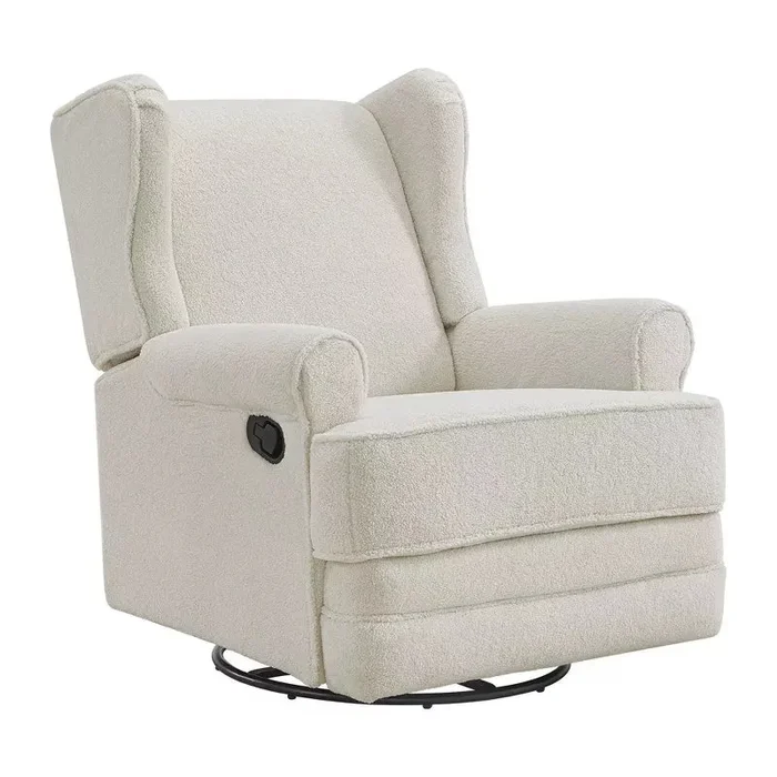 Oxford Baby Teegan Nursery Swivel Glider Recliner Chair – Boucle White