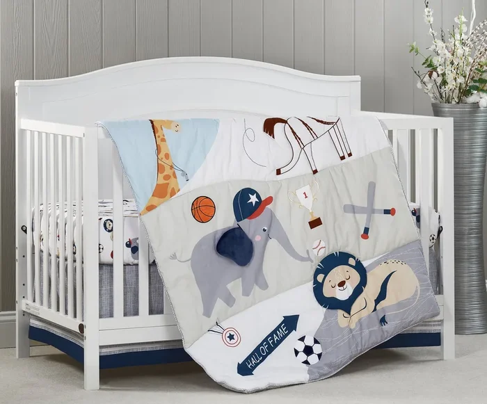 Oxford Baby Zoo Sports 3 pc Baby Crib Nursery Bedding Set