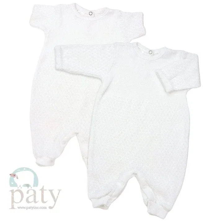 Paty White Knit Long Sleeve Romper