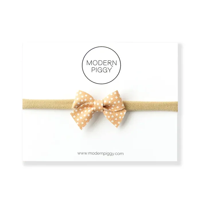 Peach Polka | Leather Baby Bow