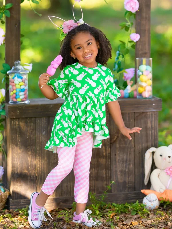 Peep This Bunny Gingham Hi-Lo Legging Set