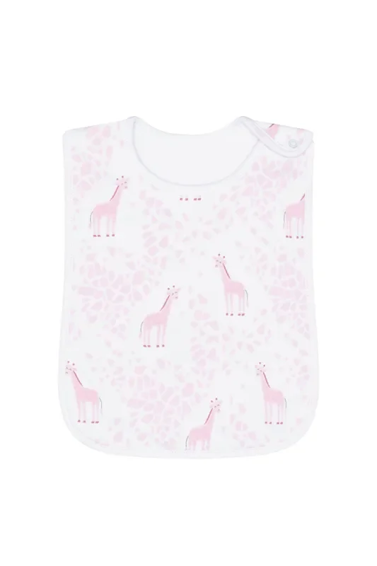 Pink Giraffe Print Feeding Bib