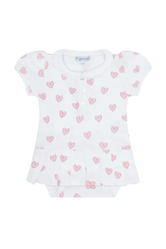 Pink Heart Print Onesie Dress