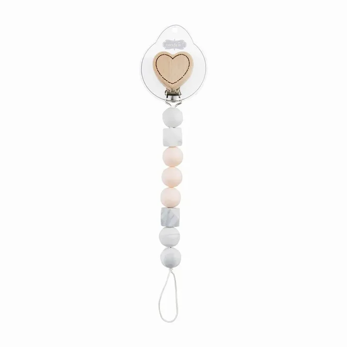 Pink Heart Silicone Pacifier Clip