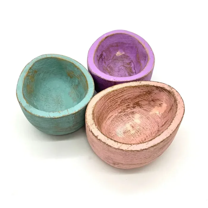 Pink Small Wooden Egg Dough Bowl