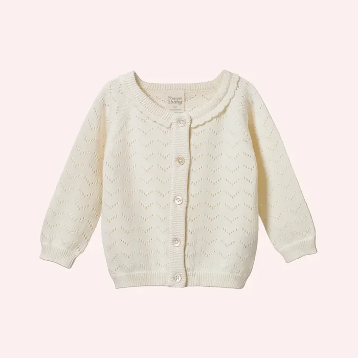 Piper Cardigan – Natural Pointelle