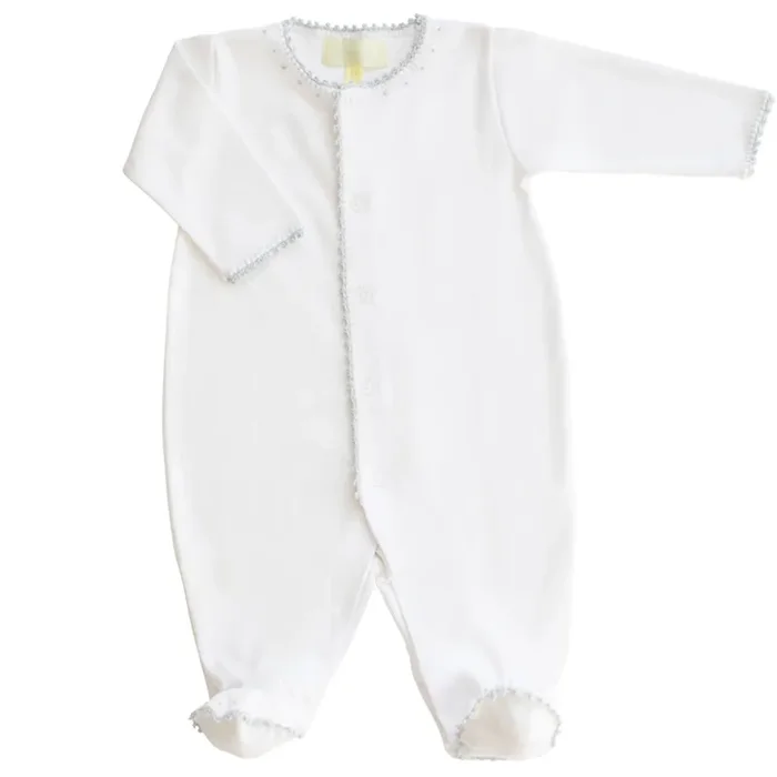 Pixie Lily Jersey Footie-Blue Trim