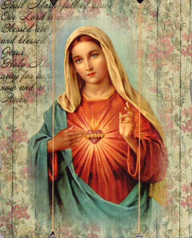 Plaque – Antique Immaculate Heart of Mary 23x19cm