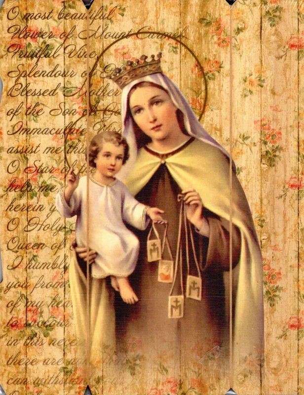 Plaque – Antique Our Lady of Mt Carmel 235 x190mm