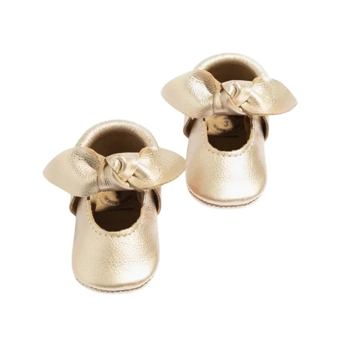 Platinum Knotted Bow Baby Shoe