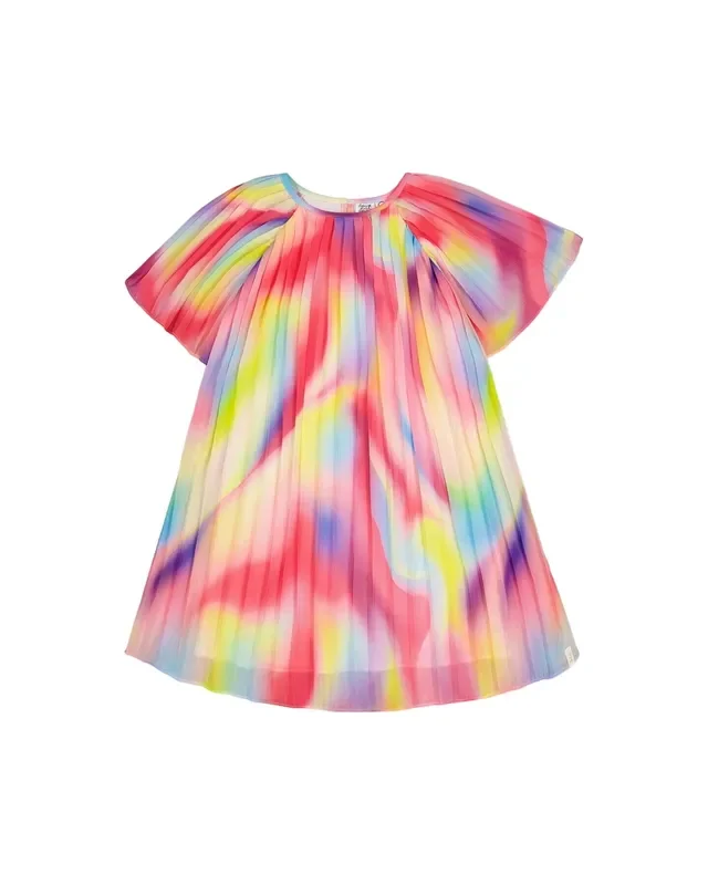 Pleated Chiffon Dress Rainbow