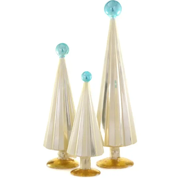 Pleated Tree, Pearl Blue Set Of 3