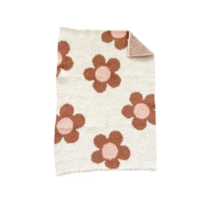 Plush Mini Blanket – Caramel Daisy