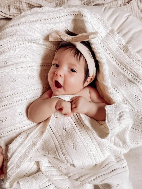 Pointelle Baby Blanket – White