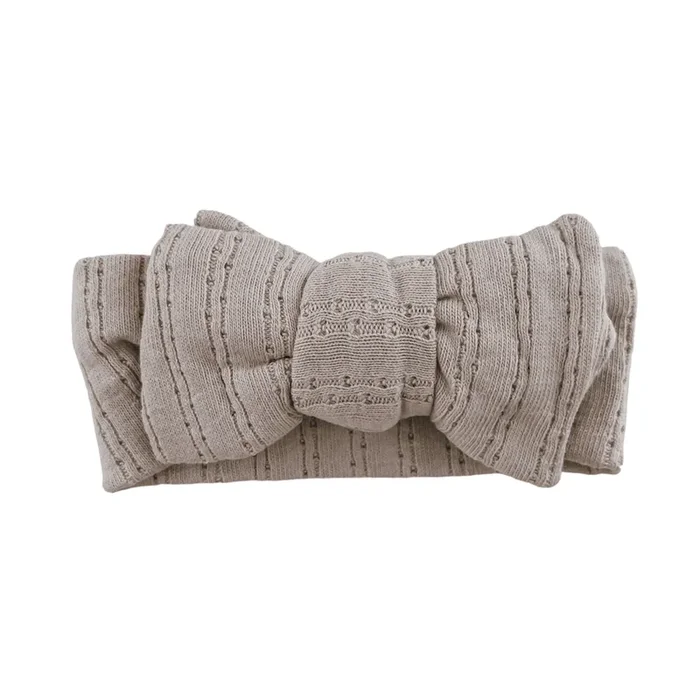 Pointelle Bow Headband – Beige