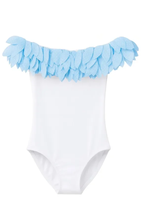 Polka Dot Petals White Swimsuit