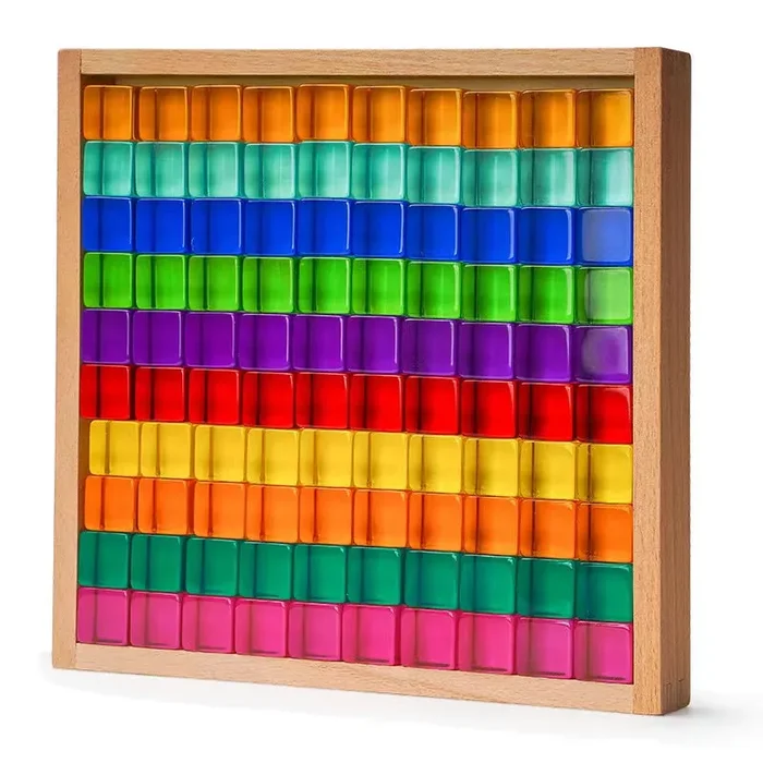 Pre-Order | 100 Pcs Rainbow Translucent Lucite Cubes Set with Storage Tray