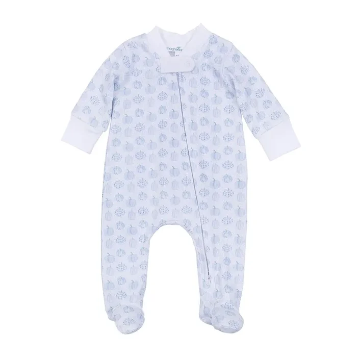 Precious Pumpkins Zipper Footie, blue