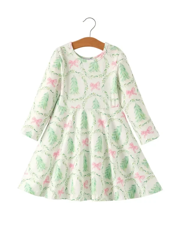 Preorder Festive Christmas Tree & Wreath Girls Dress