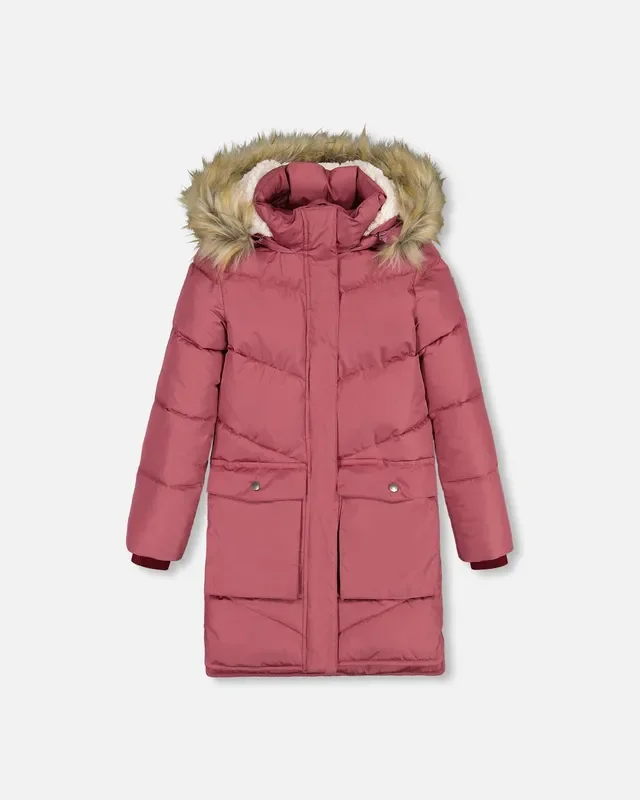 Puffy Long Coat Burgundy