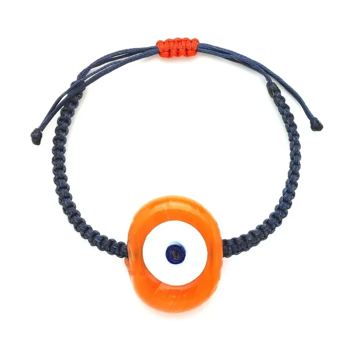 Pumpkin Glass Evil Eye Bracelet