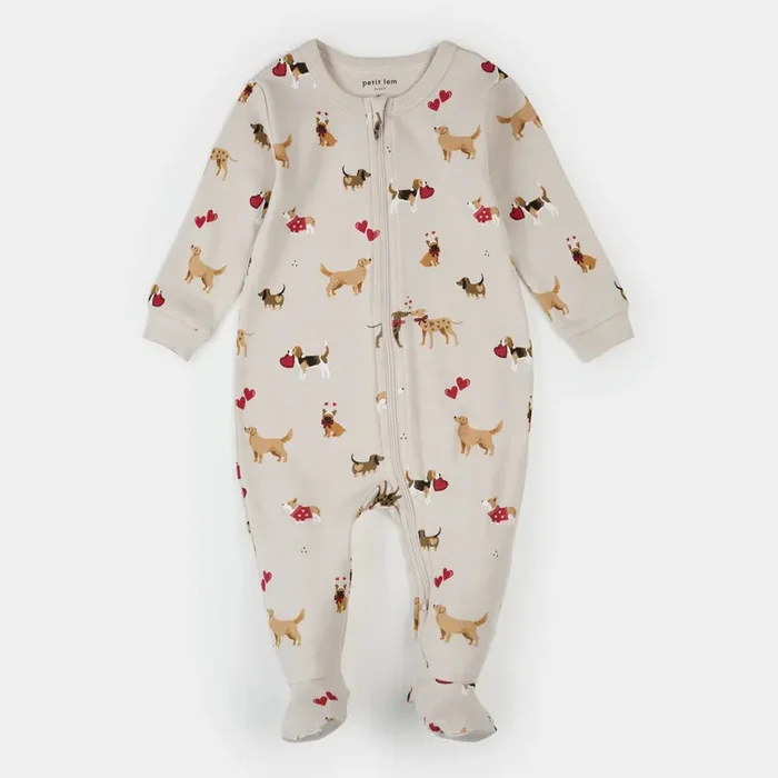 Puppy Love Print on Beige Sleeper
