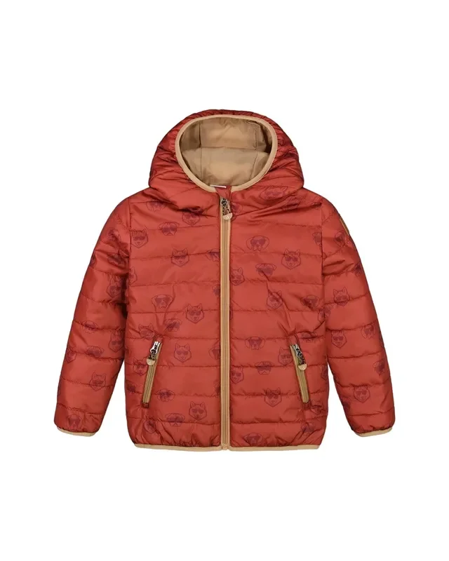 Quilted Mid-season Jacket Printed Dogs Rust