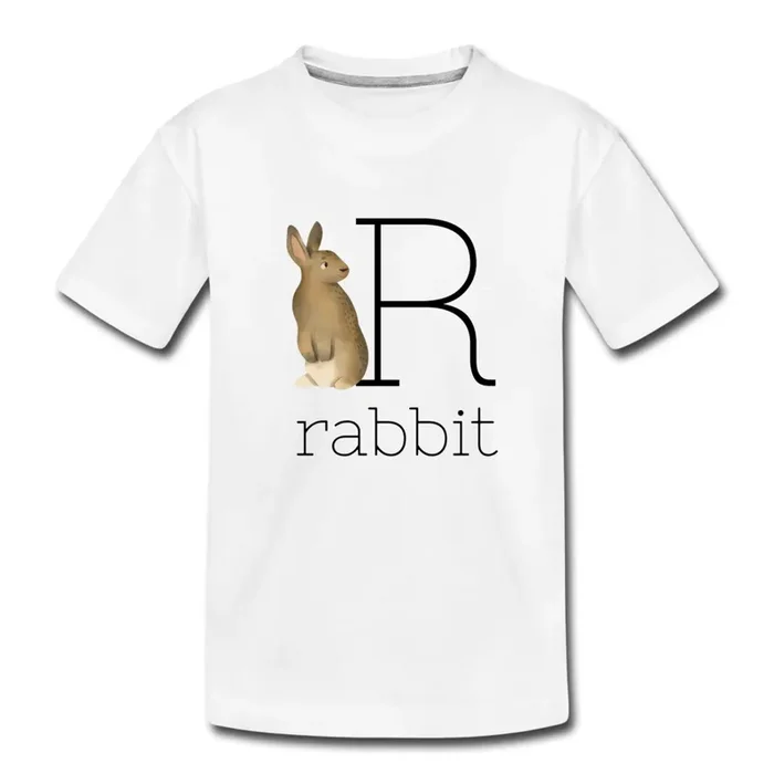 R is for Rabbit Alphabet Letter of the Day Organic Toddler T-shirt