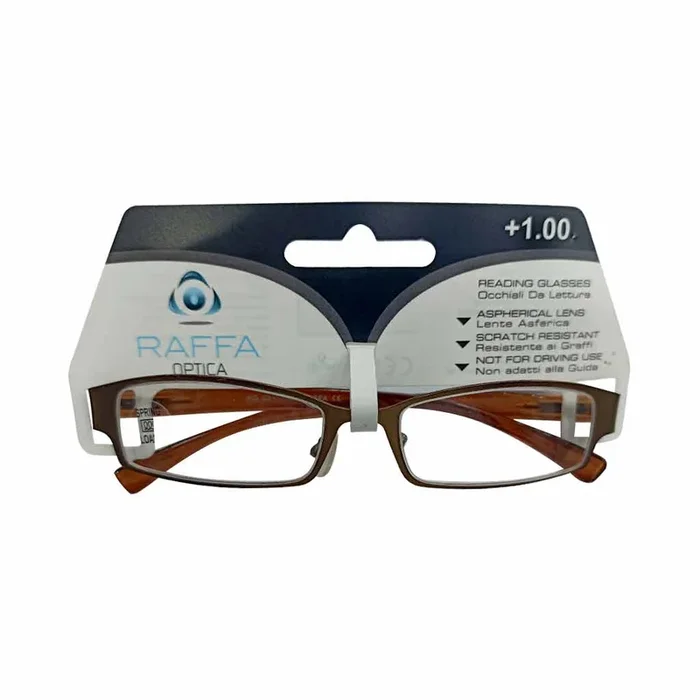 Raffa Reading Glass Matt Silver Frame- Black Temples (Ra-Noja 1.00)