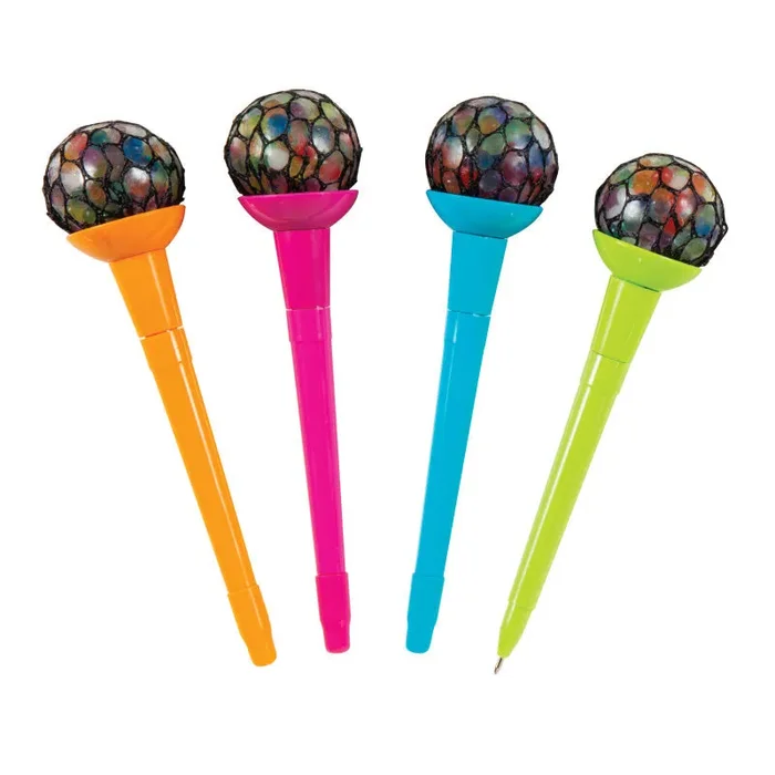 Rainbow Mesh Ball Pens – 12 Per Display